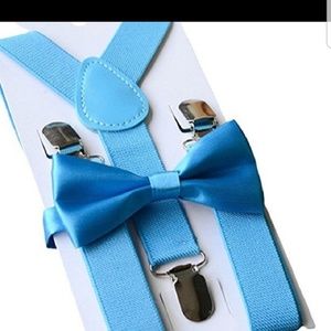 Sky Blue Bow tie and Suspender set